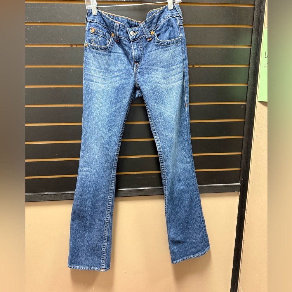 True Religion Joey Bootcut Jeans Low Rise Blue Denim Size 31 Made USA